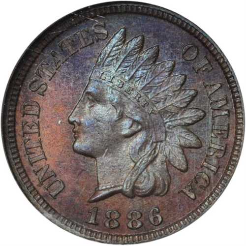 1886 Indian Cent. Type II Obverse. Proof-64 BN (NGC).