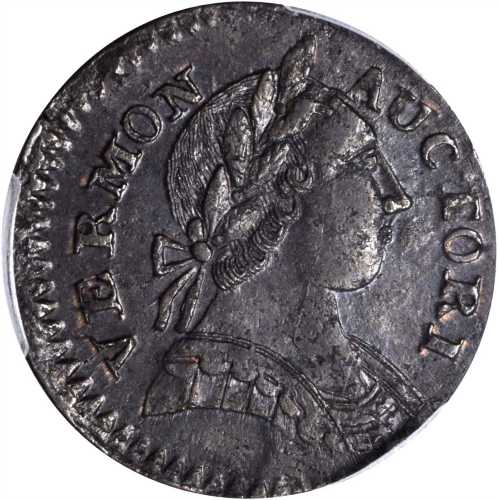 1787 Vermont Copper. RR-13, Bressett 17-V, W-2255. Rarity-1. BRITANNIA. MS-60 BN (PCGS).