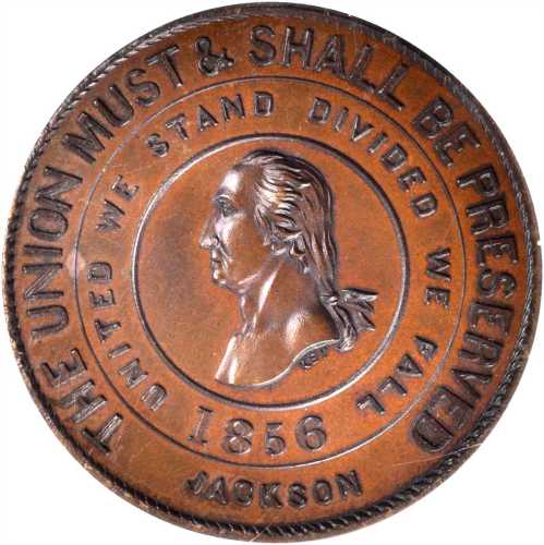 1856 James Buchanan. DeWitt-JB 1856-5. Musante GW-156. Bronzed copper. 46 mm. MS-64 BN (NGC).