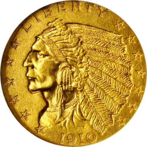 1910 Indian Quarter Eagle. Proof-65 (NGC).