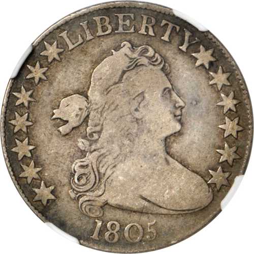 1805 Draped Bust Half Dollar. O-109, T-14. Rarity-4. VG-10 (NGC). CAC.