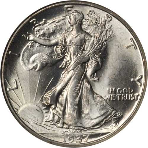 1937-D Walking Liberty Half Dollar. MS-64 (NGC). CAC.