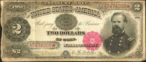 Fr. 355. 1890 $2 Treasury Note. Very Fine.