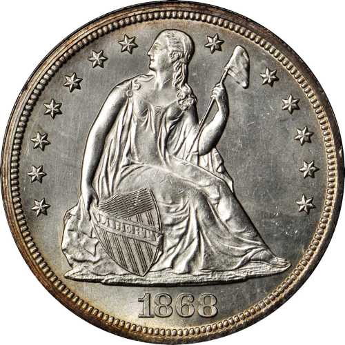 1868 Liberty Seated Silver Dollar. MS-63 (PCGS). OGH--First Generation.