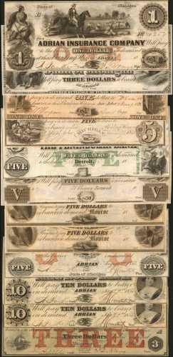 Lot of (12) Obsolete Banknotes from Michigan. Very Fine to Choice Uncirculated.