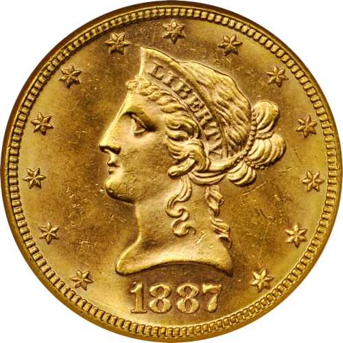 1887 Liberty Head Eagle. MS-64 (NGC).