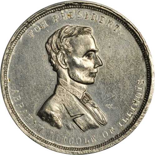 1860 Abraham Lincoln. DeWitt-AL 1860-20. Nickel. 38.4 mm. About Uncirculated, lightly polished.