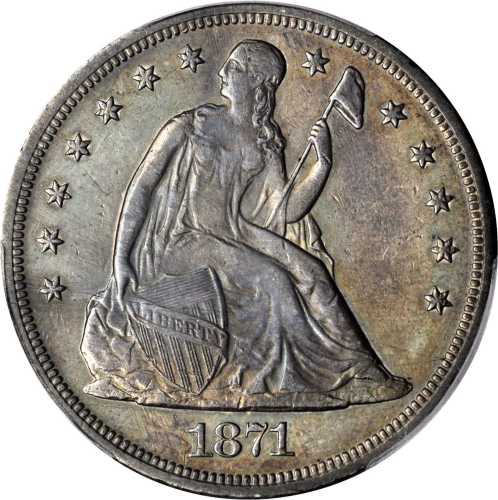 1871 Liberty Seated Silver Dollar. OC-1. Rarity-2. EF Details--Repaired (PCGS).