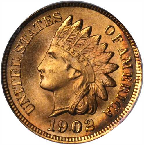 1902 Indian Cent. MS-66 RD (PCGS).