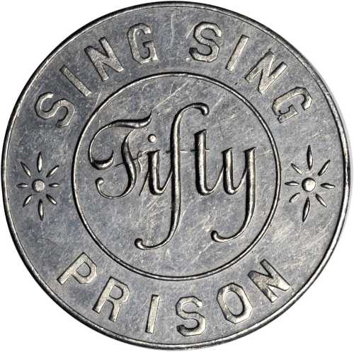 New York--Ossining. Undated Sing Sing Prison. 50 Cents. Aluminum. 35 mm. Zara NY-21. AU-50.