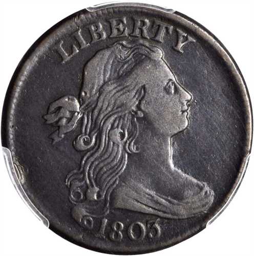 1803 Draped Bust Cent. S-258. Rarity-1. Small Date, Large Fraction. VF Details--Cleaned (PCGS).