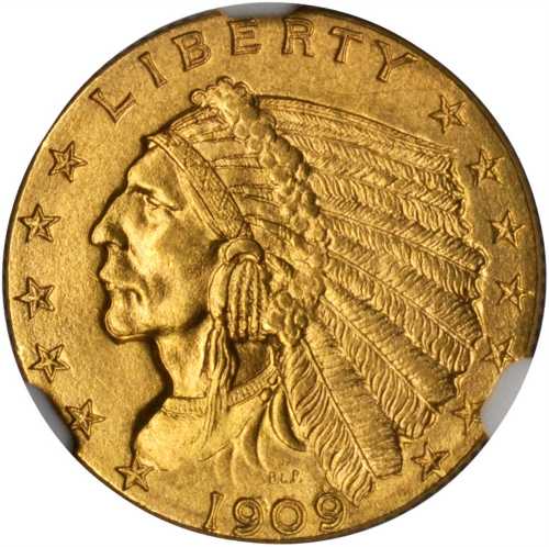 1909 Indian Quarter Eagle. MS-64 (NGC).