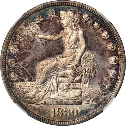 1880 Trade Dollar. Proof-65+ Cameo (NGC).