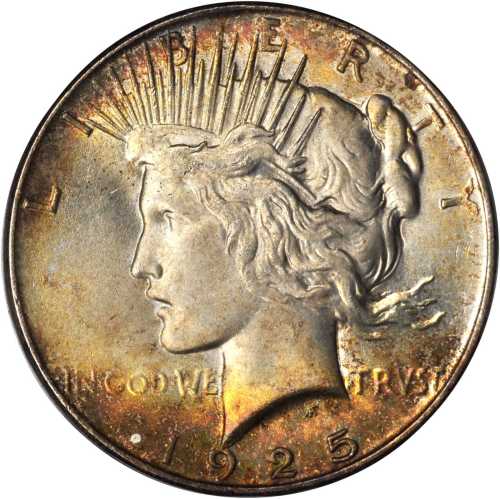 1925 Peace Silver Dollar. MS-66+ (PCGS). CAC. Gold Shield Holder.