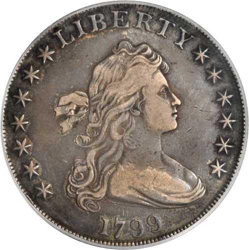 1799 Draped Bust Silver Dollar. BB-165, B-8a. Rarity-3. VF-30 (PCGS).