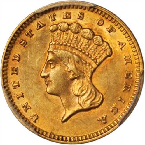 1874 Gold Dollar. MS-61 (PCGS).