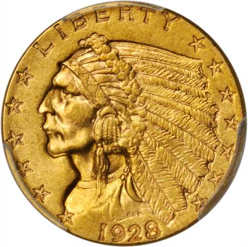 1928 Indian Quarter Eagle. MS-61 (PCGS).