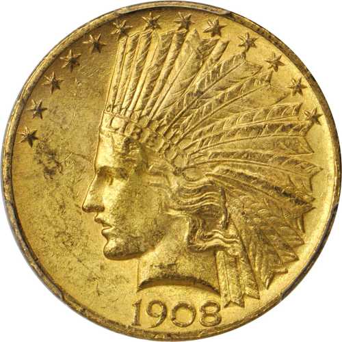 1908 Indian Eagle. Motto. MS-63 (PCGS).