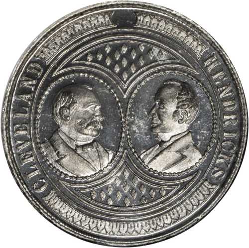 1884 Grover Cleveland. DeWitt-GC 1884-Unlisted. Called 1884-3A by NGC. White metal. 35 mm. MS-64 DPL