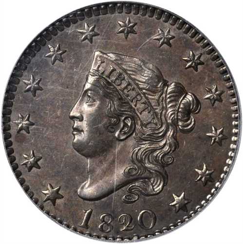 1820/19 Matron Head Cent. N-1. Rarity-1. MS-62 BN (PCGS).