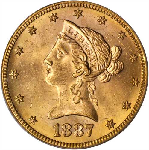 1887-S Liberty Head Eagle. MS-63 (PCGS).