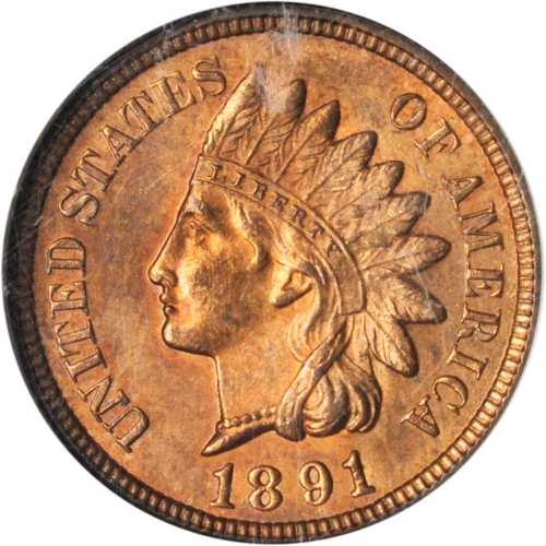 1891 Indian Cent. MS-64 RB (NGC).