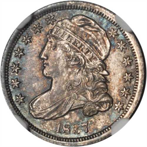 1837 Capped Bust Dime. JR-4. Rarity-1. MS-65+ (NGC).
