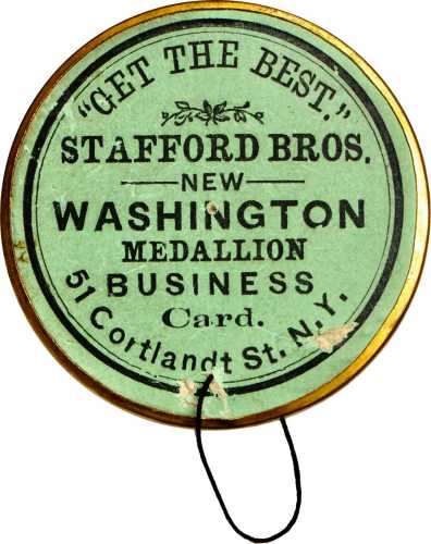 New York, New York. Stafford Bros. Bowers NY-7720. Gilt brass. 38 mm. Mint State.