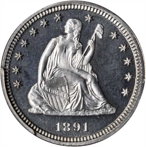 1891 Liberty Seated Quarter. Proof-65 Cameo (PCGS). CAC.