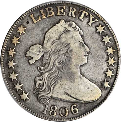 1806 Draped Bust Half Dollar. O-105, T-5. Rarity-2. Knobbed 6, Small Stars. Fine Details--Damage (PC