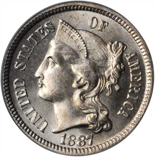 1887 Nickel Three-Cent Piece. MS-66 (PCGS). CAC.