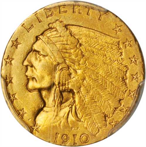 1910 Indian Quarter Eagle. Unc Details--Altered Surfaces (PCGS).