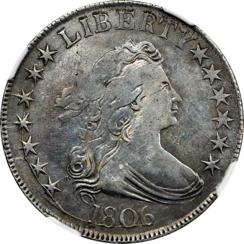 1806 Draped Bust Half Dollar. O-117, T-30. Rarity-5-. Pointed 6, Stem Through Claw. VF Details--Impr