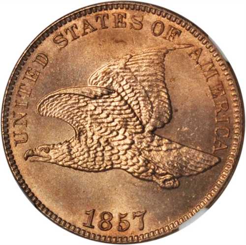 1857 Flying Eagle Cent. Type of 1857. MS-63 (NGC).