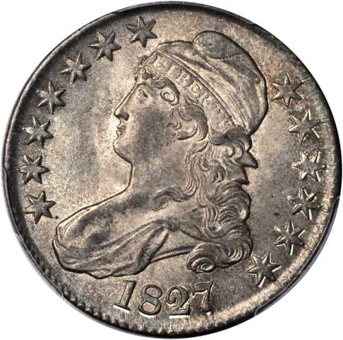 1827 Capped Bust Half Dollar. O-114. Rarity-3. Square Base 2. MS-63 (PCGS).