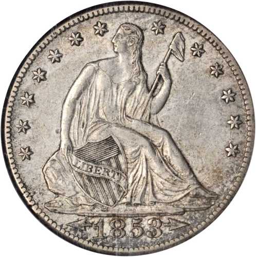 1853-O Liberty Seated Half Dollar. Arrows and Rays. WB-11. Rarity-3. AU-55 (NGC).