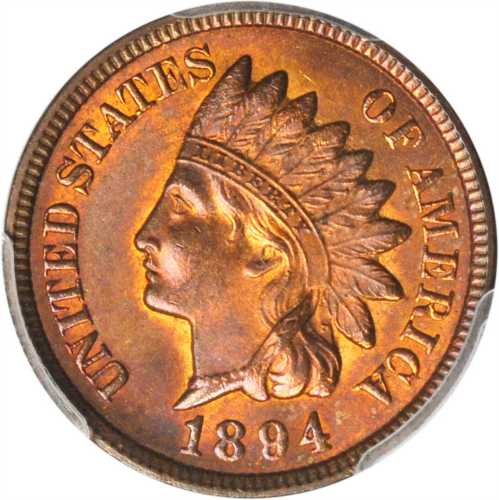 1894 Indian Cent. MS-65 RB (PCGS).