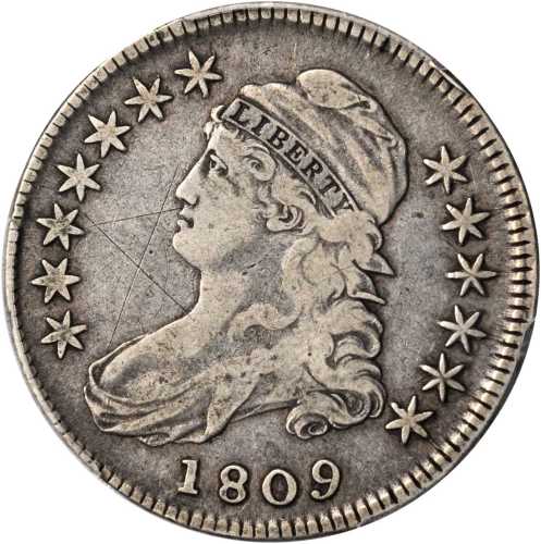 1809 Capped Bust Half Dollar. O-105. Rarity-2. VF Details--Graffiti (PCGS).