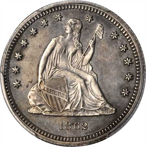 1862 Liberty Seated Quarter. Proof-63 (PCGS).