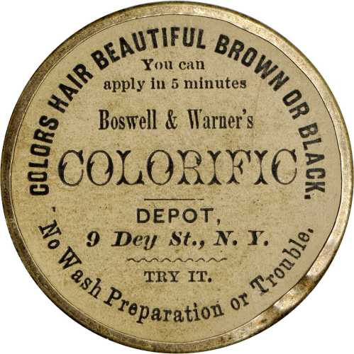 New York, New York. 1867 Bliss & Hutchinson. Bowers NY-3820. White metal. 38 mm. Choice About Uncirc