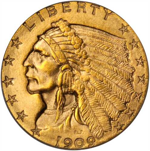 1909 Indian Quarter Eagle. MS-65 (PCGS).