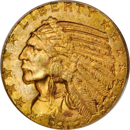 1912 Indian Half Eagle. MS-64 (PCGS).