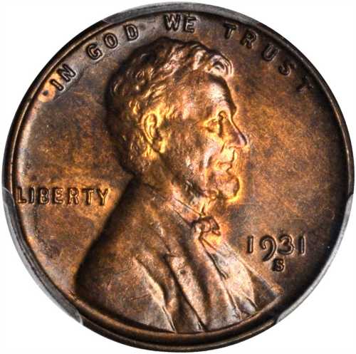 1931-S Lincoln Cent. MS-64 RB (PCGS).