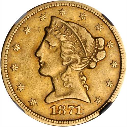 1871-CC Liberty Head Half Eagle. EF-40 (NGC).