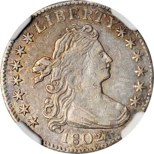 1802 Draped Bust Dime. JR-4. Rarity-4. AU-55 (NGC).