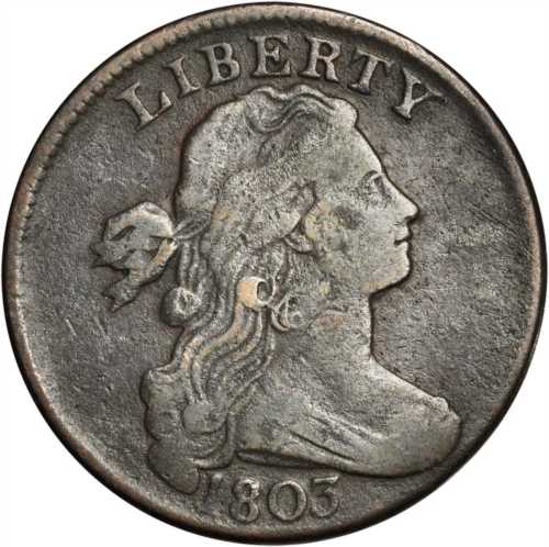 1803 Draped Bust Cent. S-260. Rarity-1. Small Date, Large Fraction. Fine-12 Surfaces Smoothed, Porou
