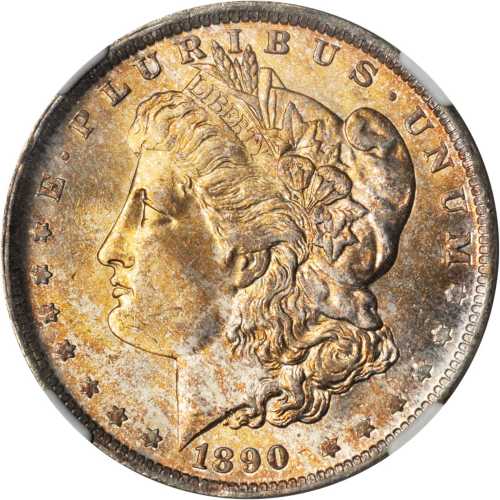 1890-O Morgan Silver Dollar. MS-64 (NGC).