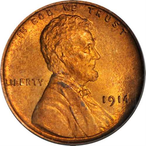 1914 Lincoln Cent. MS-66 RD (PCGS). CAC.