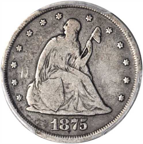 1875-CC Twenty-Cent Piece. BF-2. Rarity-1. VG-10 (PCGS).