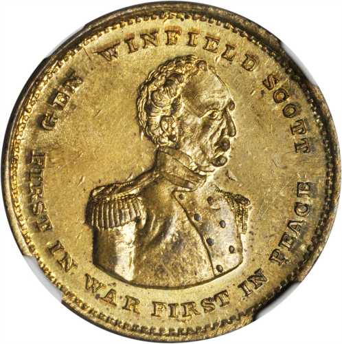 1852 Winfield Scott. DeWitt-WS 1852-11. Brass. 29 mm. MS-65 (NGC).